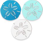 Jetec Sand Dollar Wall Decor 3 Pieces Wood Outdoor Coastal Wall Art Ocean Beach Sand Dollars Decor Wooden Sand Dollar Art Teal Seafoam Wall Decor for Home Bathroom Decor (Delicate Style)